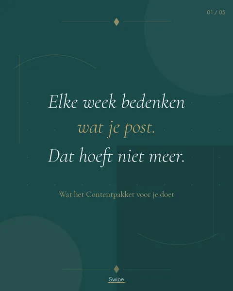 Carrouselslide uit het Contentpakket met de tekst: elke week bedenken wat je post, dat hoeft niet meer